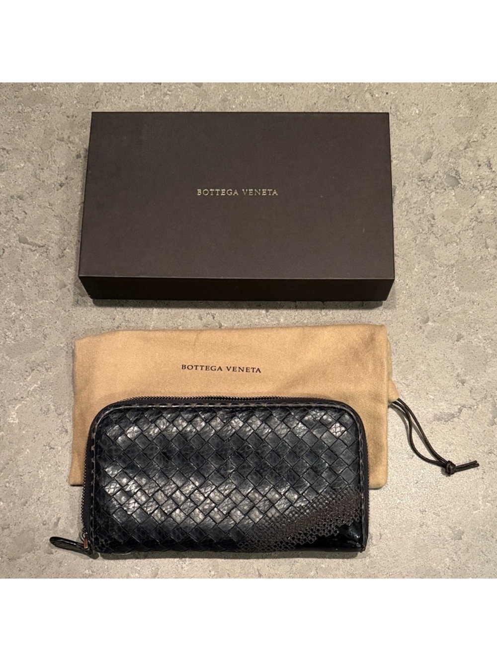 Bottega Veneta Black Intrecciato Leather Pouch